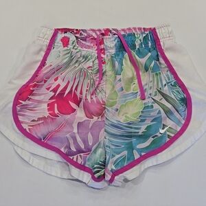 Nike Dri-Fit Running Athletic Shorts Size Small White Pink Tropical Print